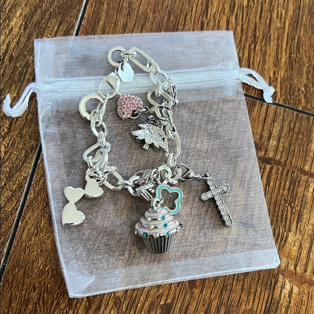 Origami Owl Silver Charm Bracelet with charms